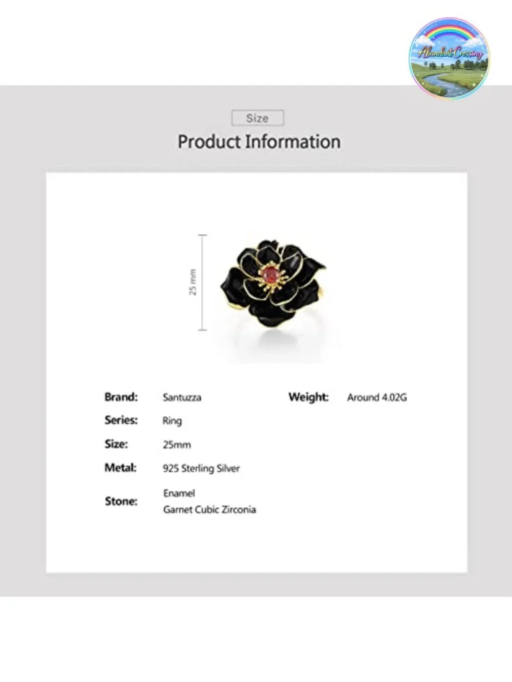 925 Sterling Silver Enamel Flower Statement Ring for Women